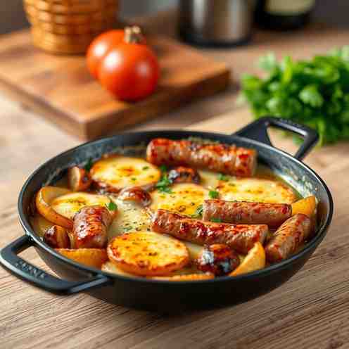 Grilled Swiss Cheese Recipes - Sizzling Sausage & Potatoes